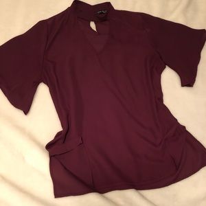 Maroon Top with Choker Collar